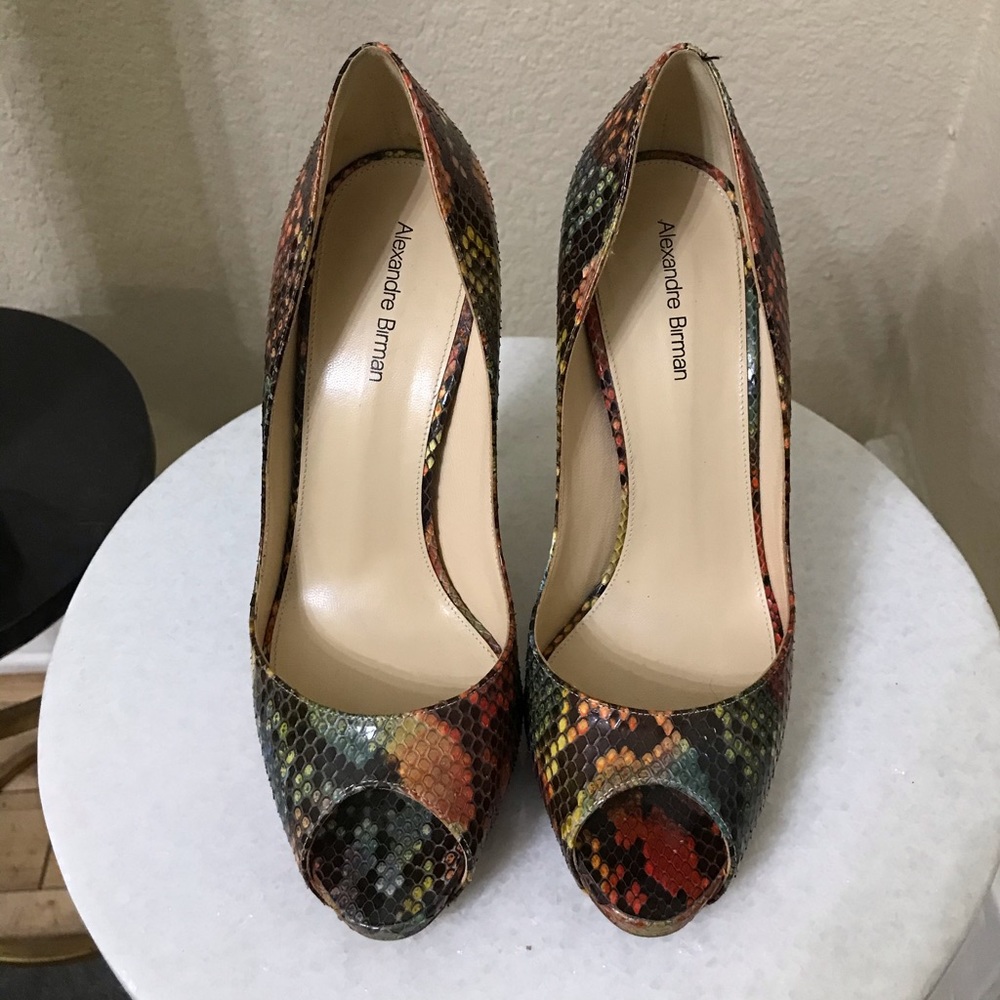 Alexandre Birman Python Peep Toe Heels - image 3